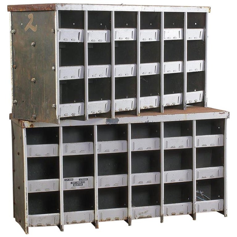 Vintage Industrial Metal Storage Units Small, 20th Century For Sale at ... - Vintage Metal Storage Units For Small Apartments