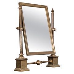 Vintage Industrial Mid-Century Brass Adjustable Table Mirror