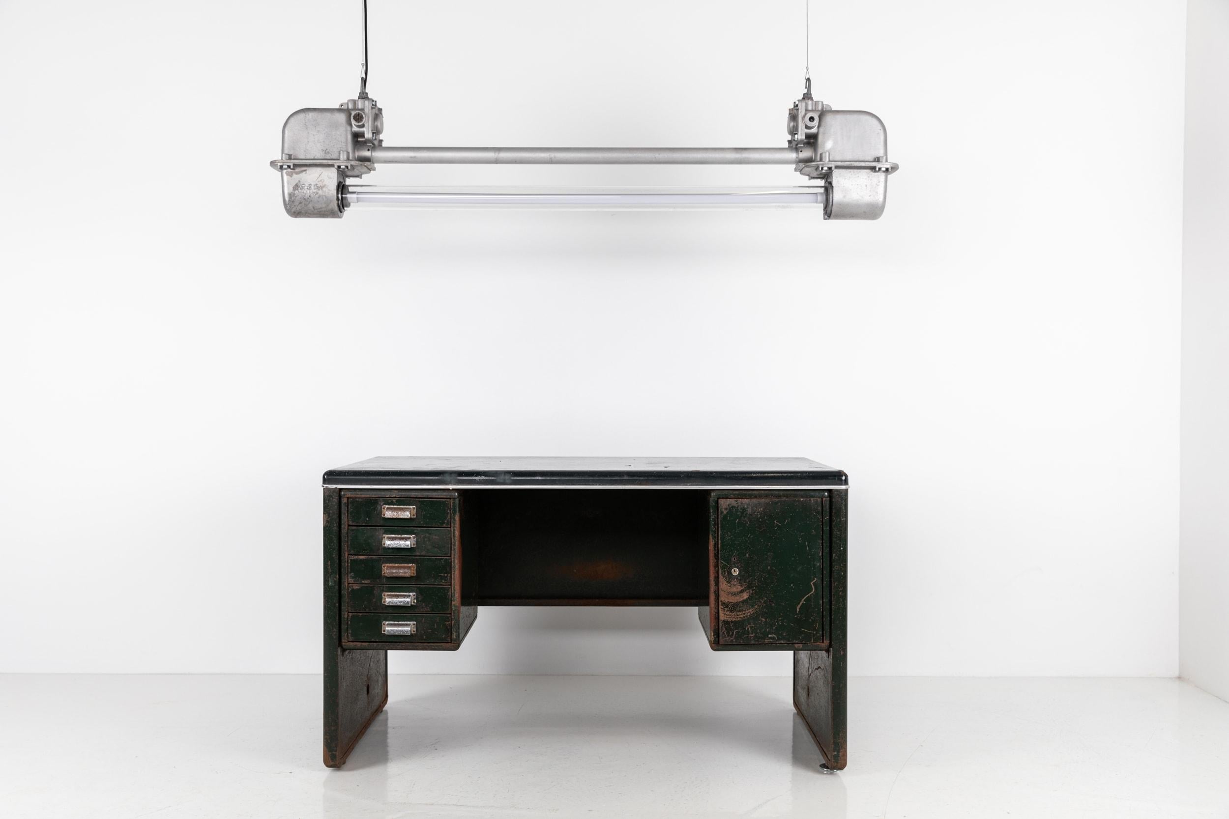 Vintage Industrial Mid-Century Metal Steel Milner's Workshop Factory Desk Table 4