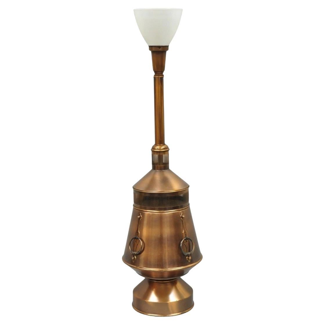 Vintage Industrial Mid Century Modern Copper Metal "Ship Turbine" Table Lamp