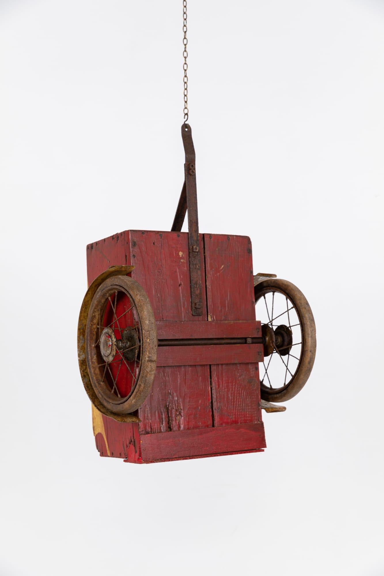 Vintage Industrial Mid-Century Scratch Built Hand Made Wooden Child Cart, C.1950 1