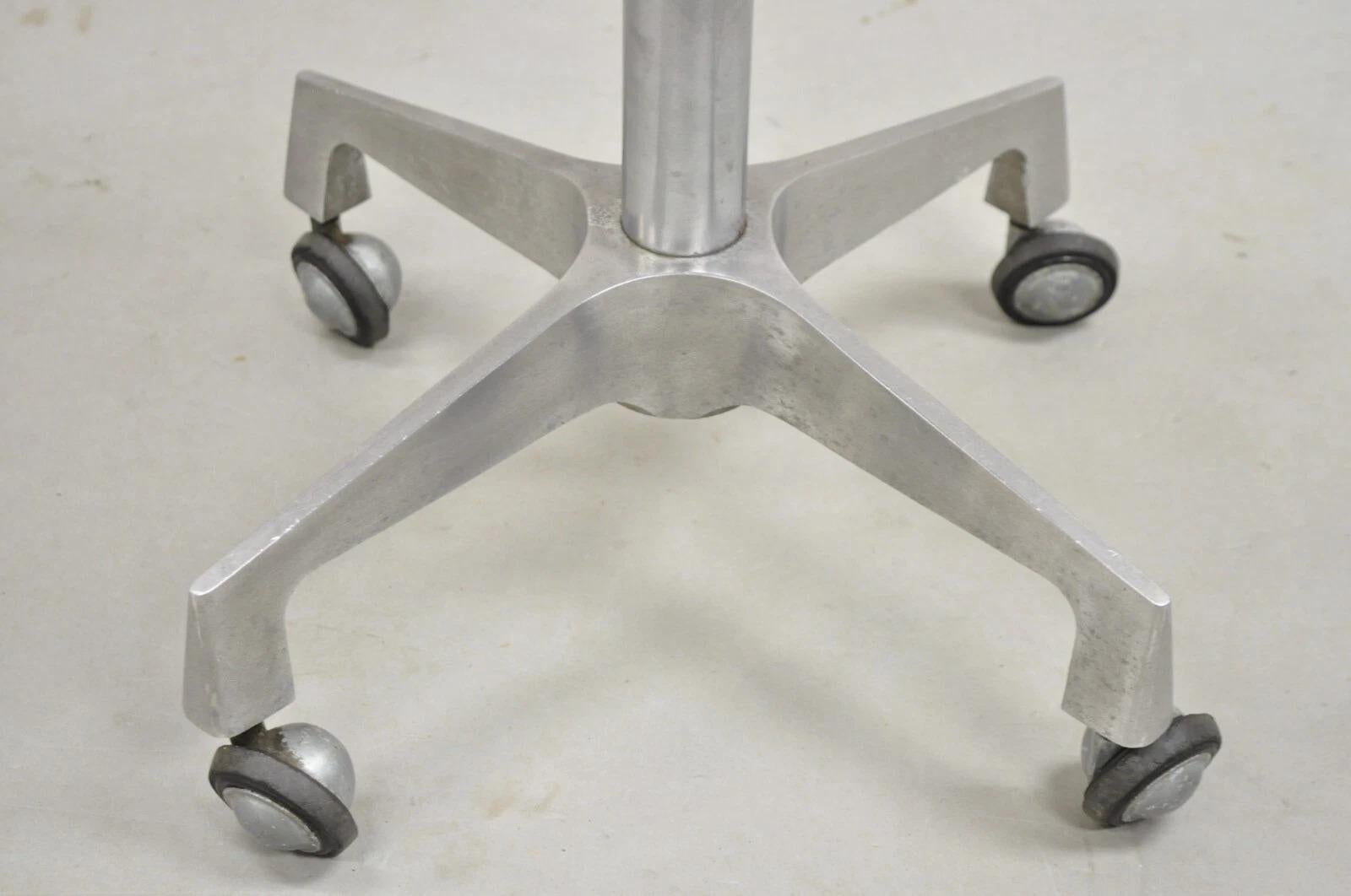 Unknown Vintage Industrial Modern Cast Aluminum Adjustable Rolling Medical Dental Stool For Sale