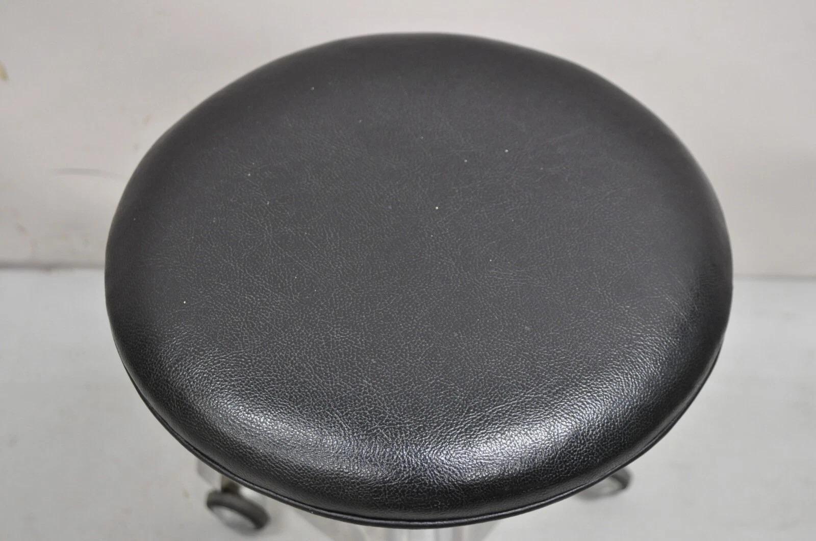 20th Century Vintage Industrial Modern Cast Aluminum Adjustable Rolling Medical Dental Stool For Sale