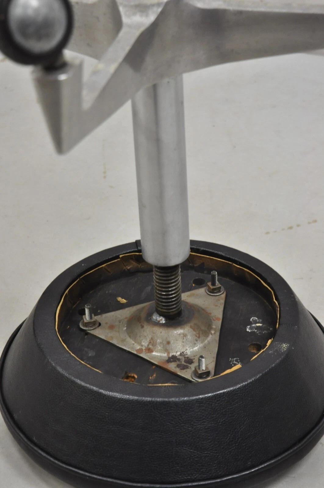 Vintage Industrial Modern Cast Aluminum Adjustable Rolling Medical Dental Stool For Sale 3