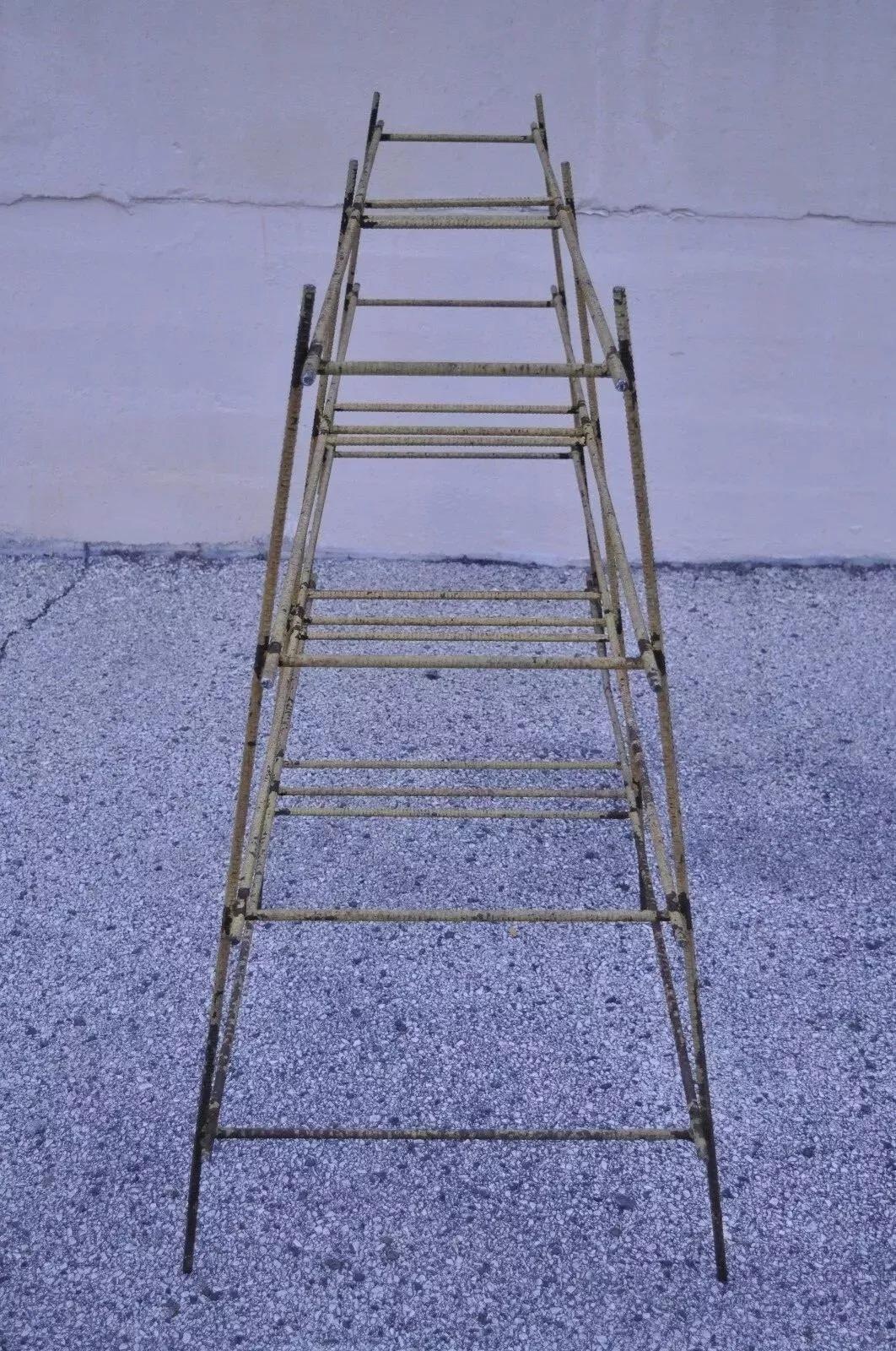 Rusty Display Rack Vintage Industrial Modern Iron Rebar Rusty Yellow Shelf Display ...