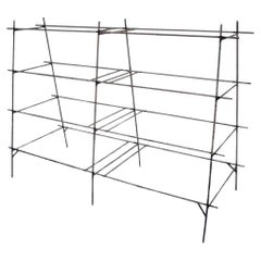 Vintage Industrial Modern Iron Rebar Rusty Yellow Shelf Display Bookcase Rack