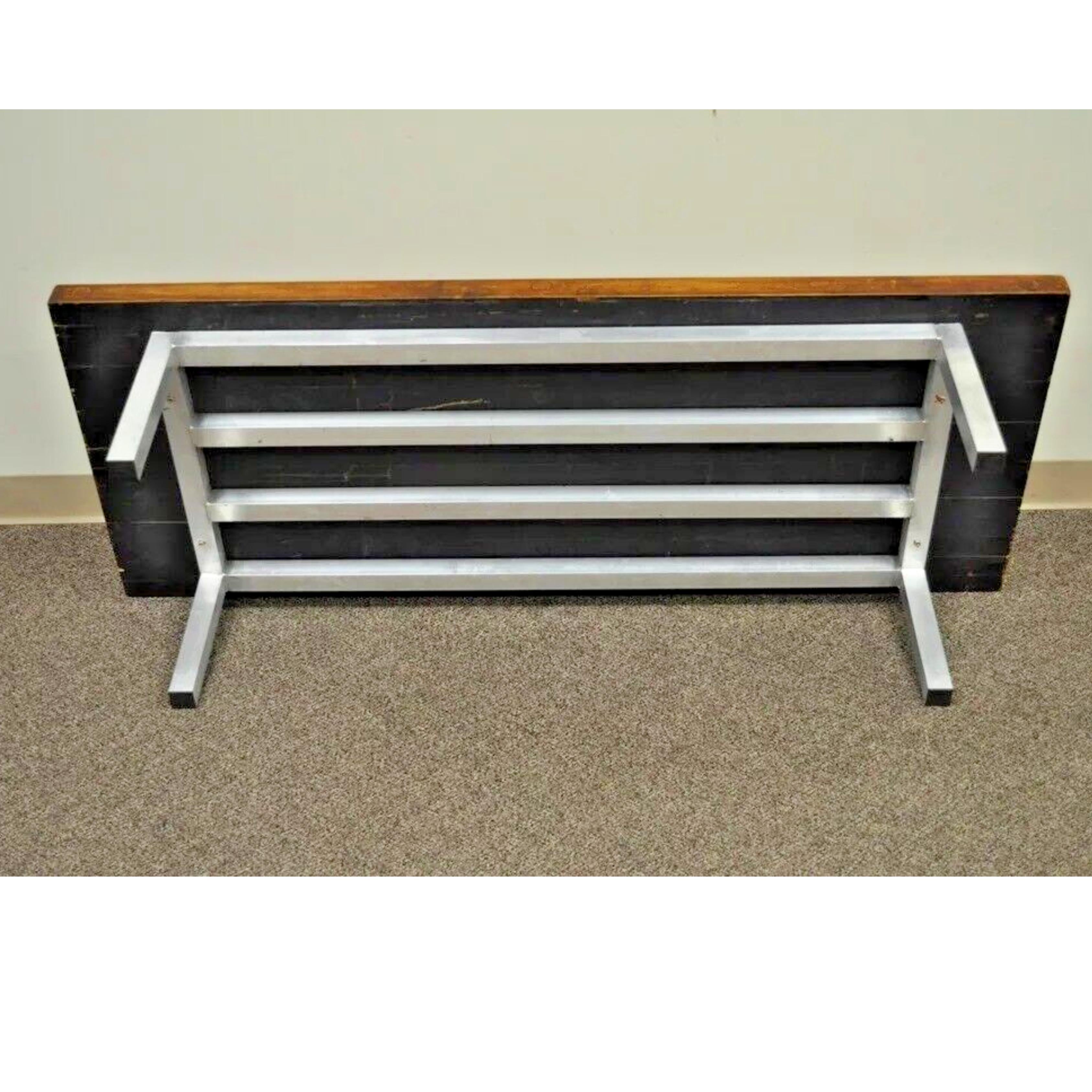 Vintage Industrial Modern Reclaimed Butcher Block Aluminum Base Coffee Table For Sale 5
