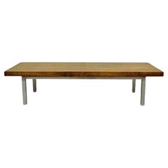 Used Industrial Modern Reclaimed Butcher Block Aluminum Base Coffee Table