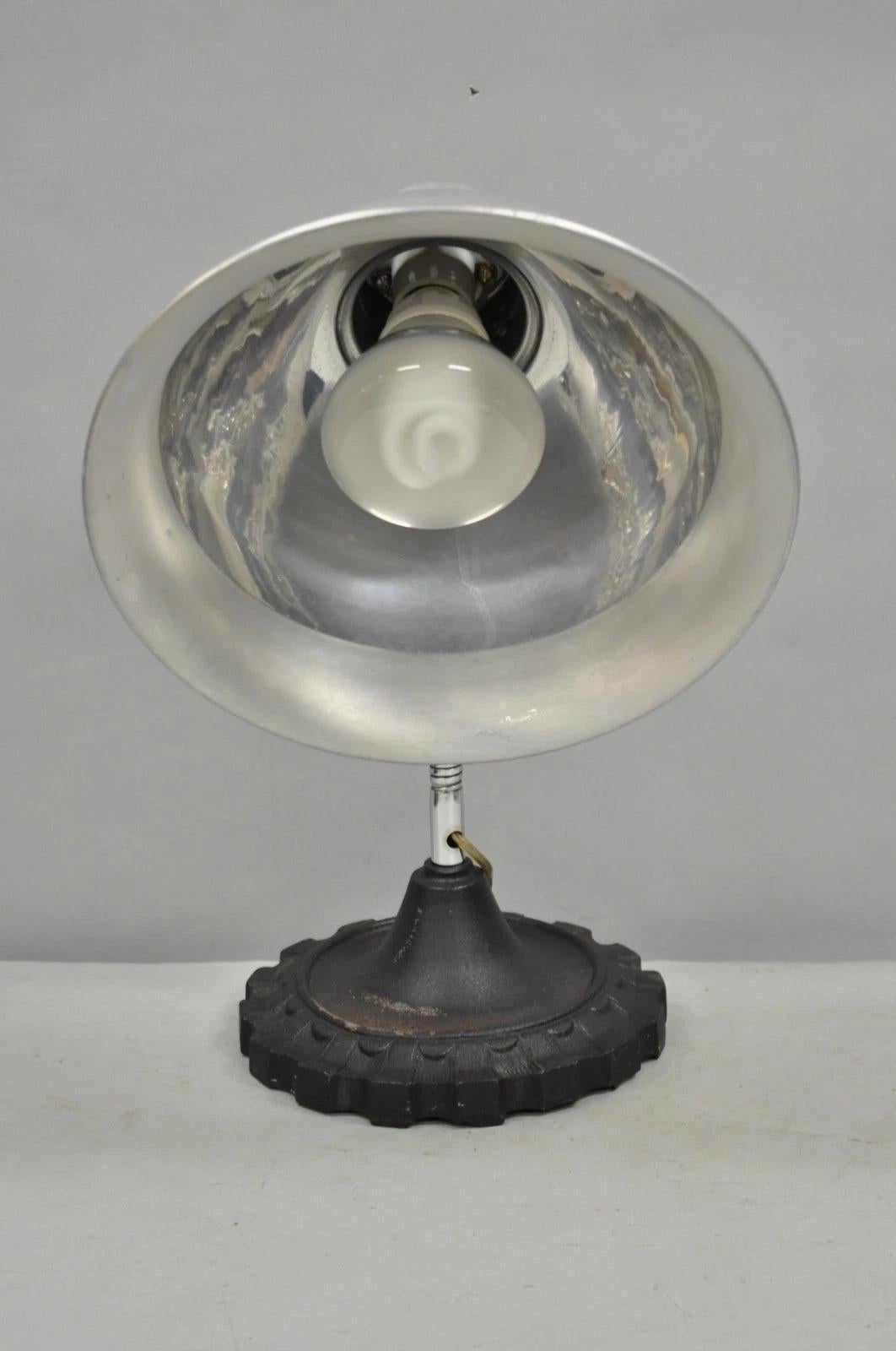Vintage Industrial Modern Steampunk Cast Iron Gear Gooseneck Task Table Lamp For Sale 1