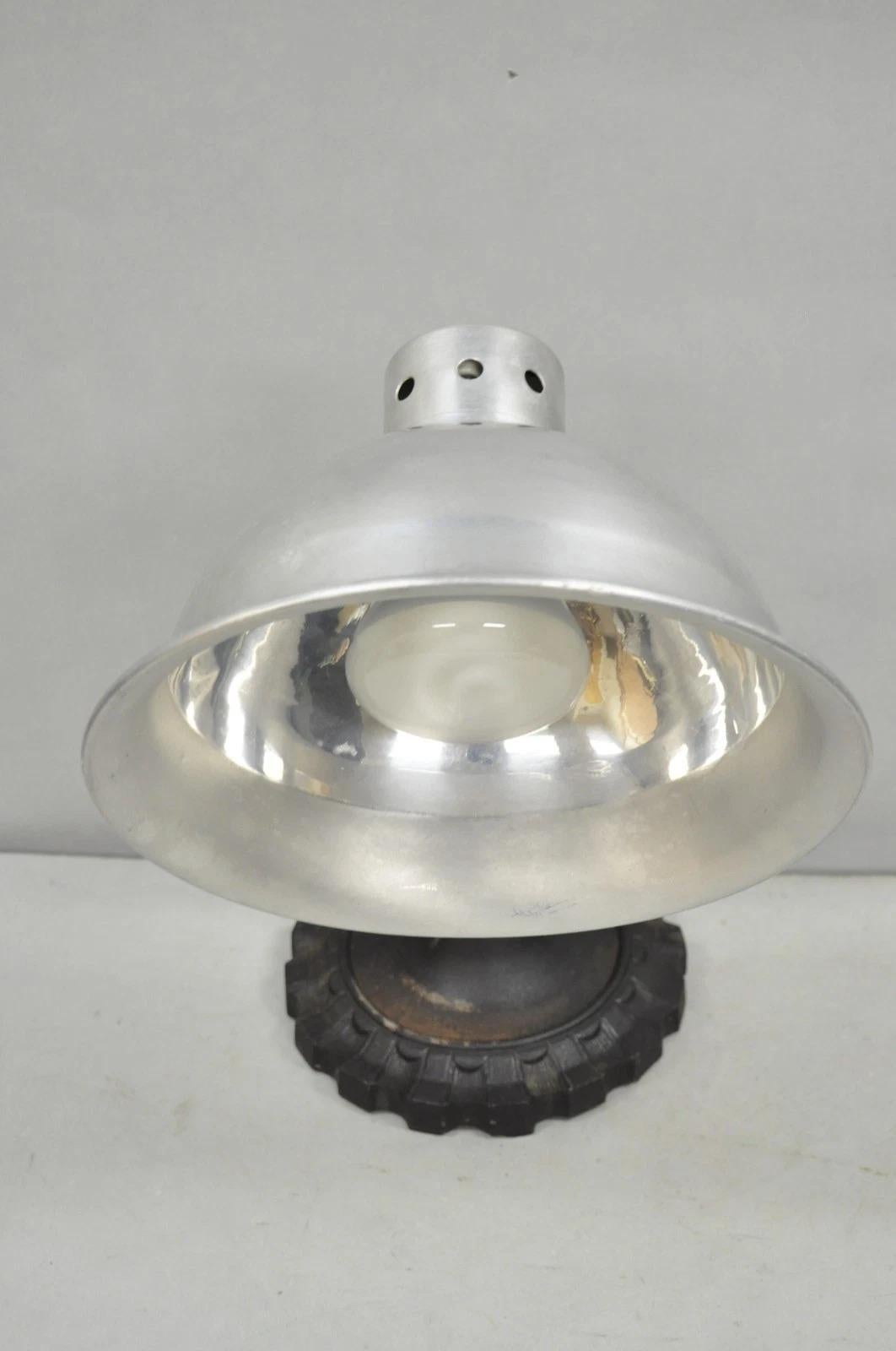 Vintage Industrial Modern Steampunk Cast Iron Gear Gooseneck Task Table Lamp For Sale 3