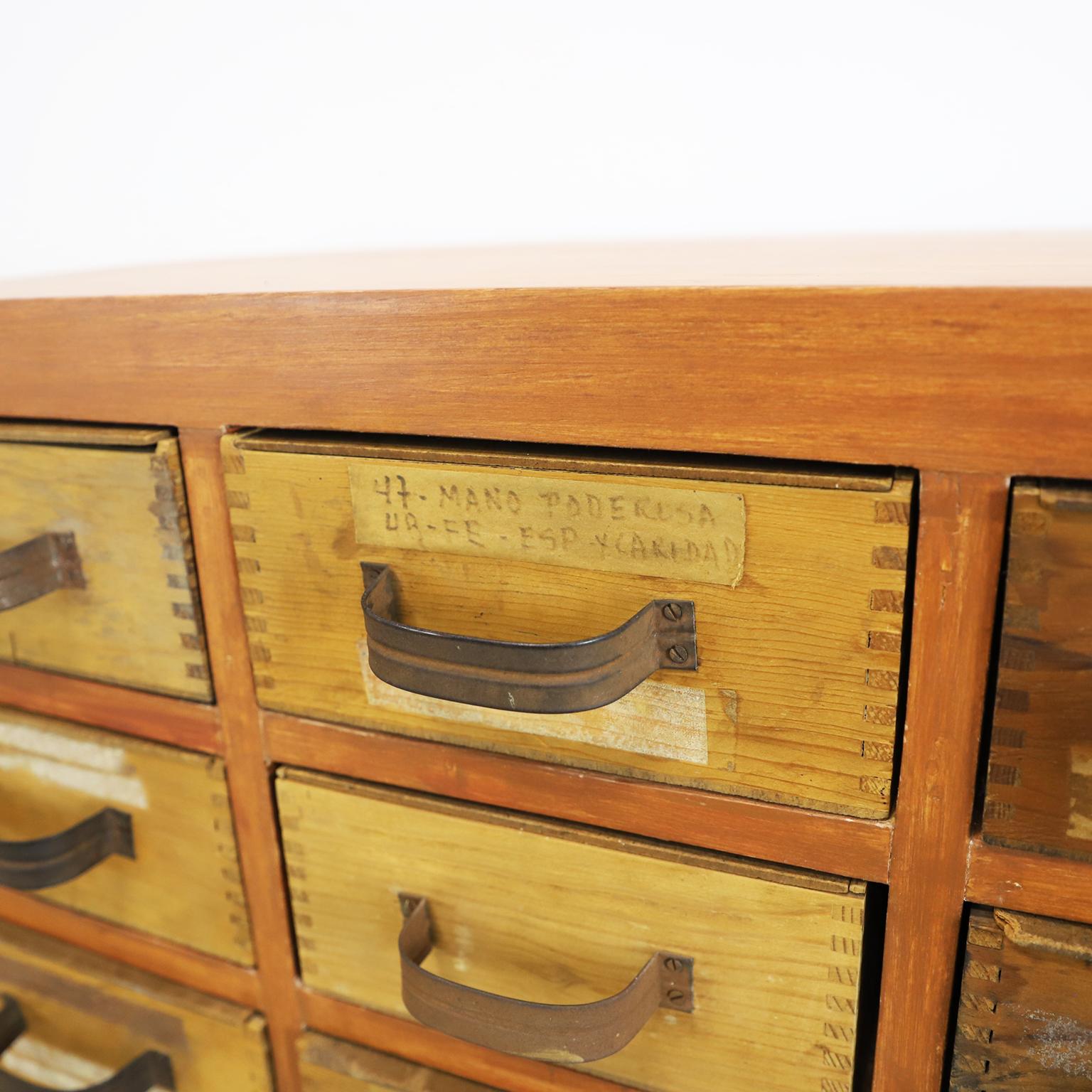 Mexican Vintage Industrial Multi-Drawer For Sale
