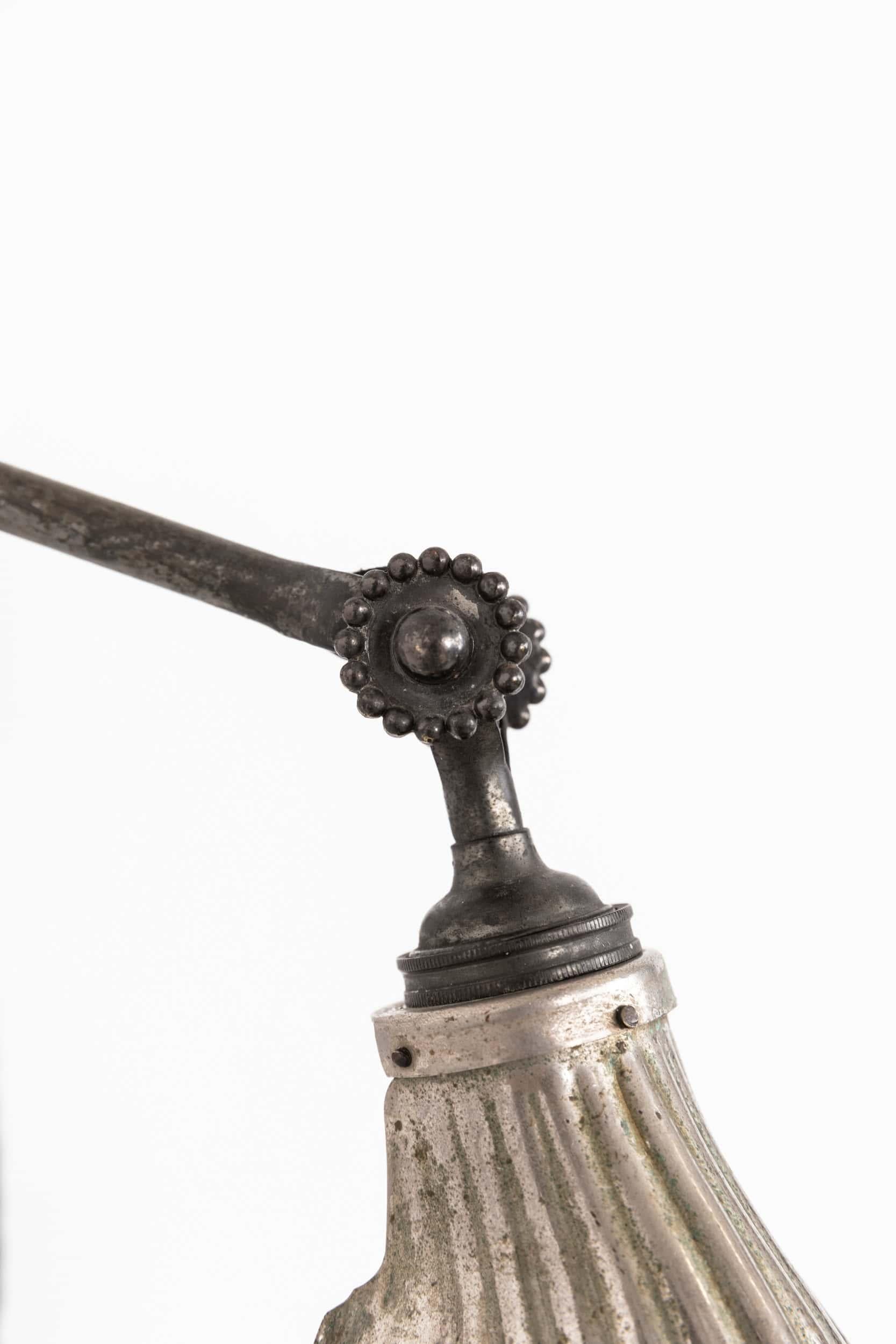 Early 20th Century Vintage Industrial Nickel Dugdills Machinist's Wall Desk Lamp Light, C.1920 For Sale