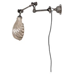 Vintage Industrial Nickel Dugdills Machinist's Wall Desk Lamp Light, C.1920