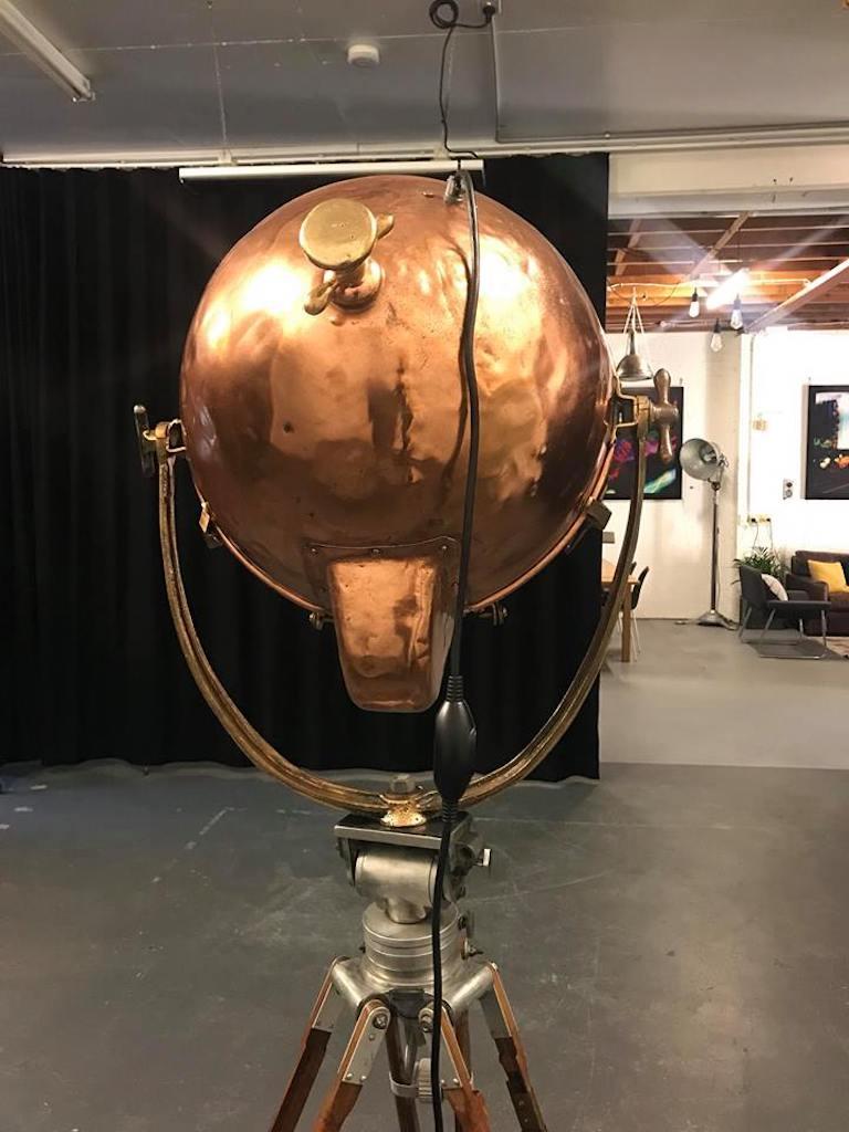 Brass Vintage Industrial Novalux Projector Light by General Electric
