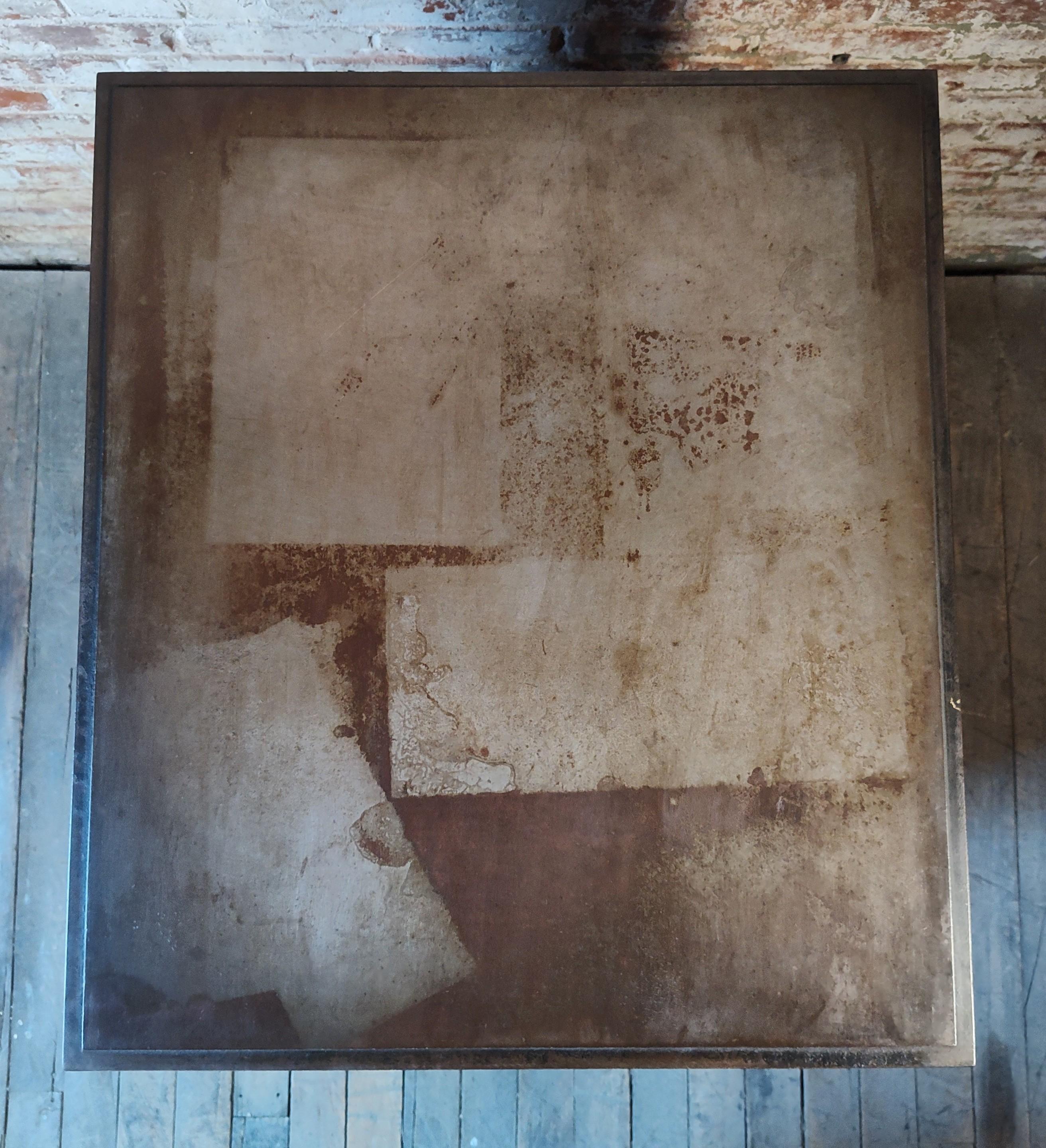 Isla de almacenamiento industrial vintage de roble y acero en venta 3