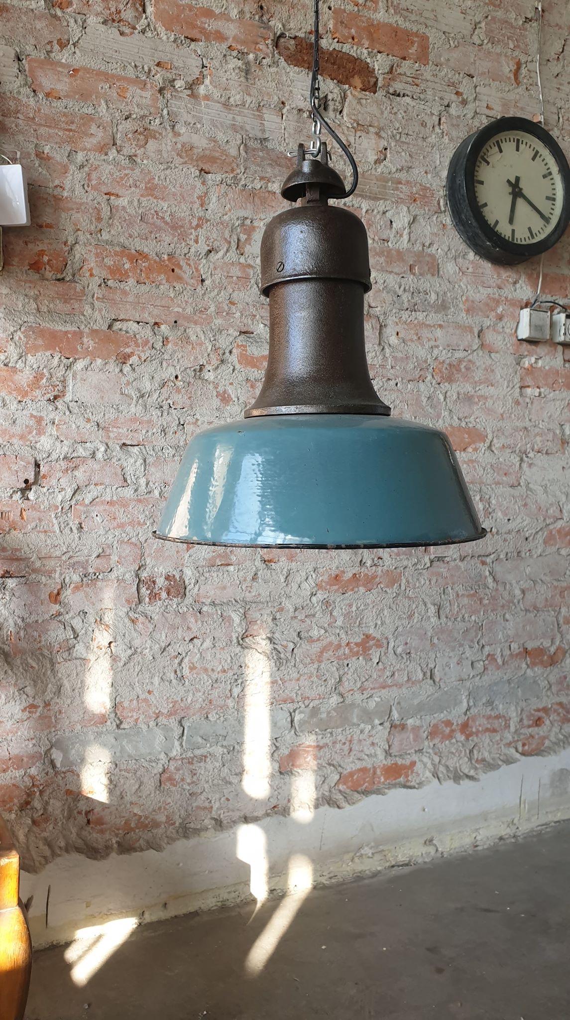 Polish Vintage Industrial OBz Pendant Lamp from Wilkasy A23, 1950s For Sale