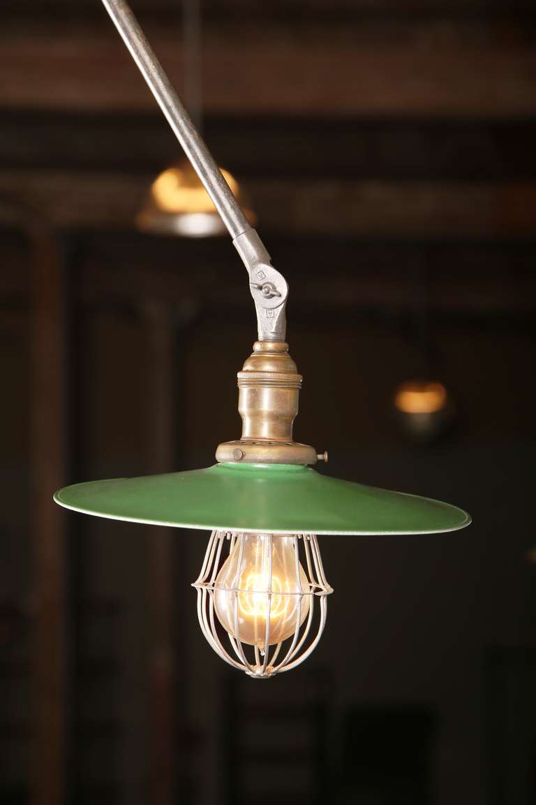 Vintage Industrial, adjustable, O. C. Measures: White ceiling adjustable task light with a 10
