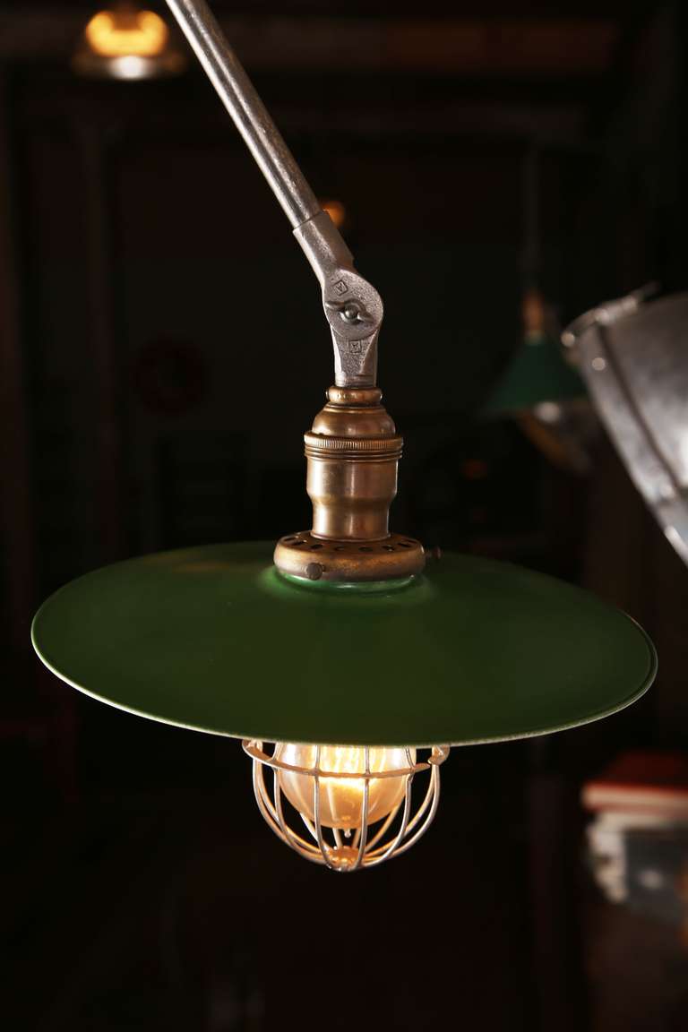 Vintage Industrial, O.C. White Adjustable Ceiling Task Light Lamp In Good Condition In Oakville, CT