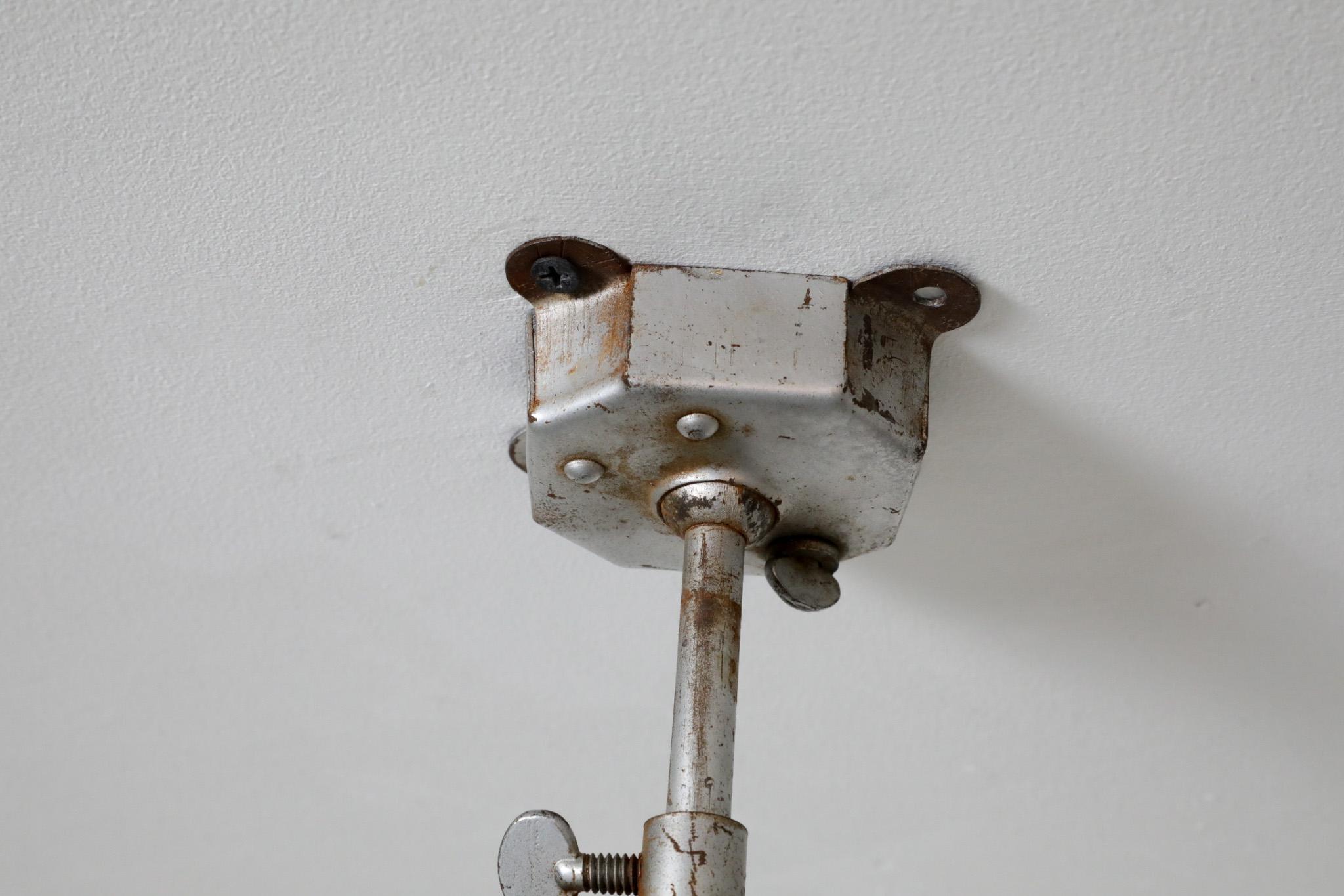Vintage Industrial Opaline Glass Globe Light with Raw Metal Mounting For Sale 9