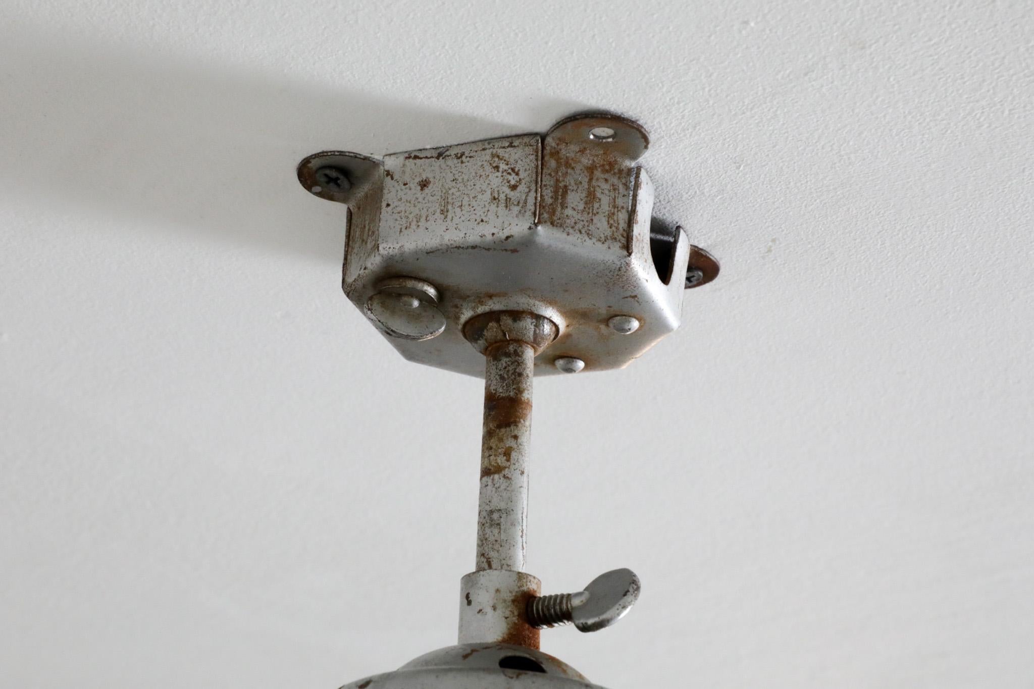 Vintage Industrial Opaline Glass Globe Light with Raw Metal Mounting For Sale 11