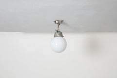 Vintage Industrial Opaline Glass Globe Light with Raw Metal Mounting