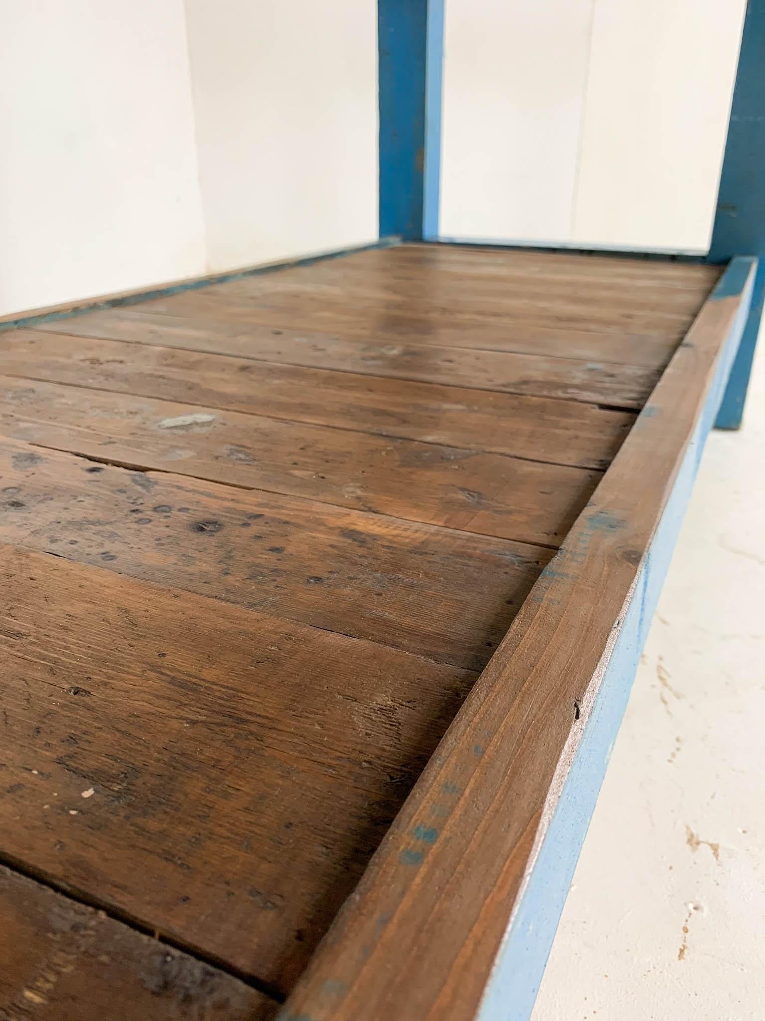 Vintage Industrial Painted Pine 'Potting Board' Table Workbench with Zinc Top 4