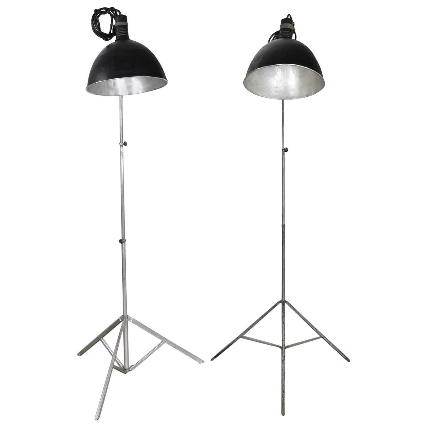 Vintage Industrial Pair of Photographers Floor Lights Tripod Base For ...