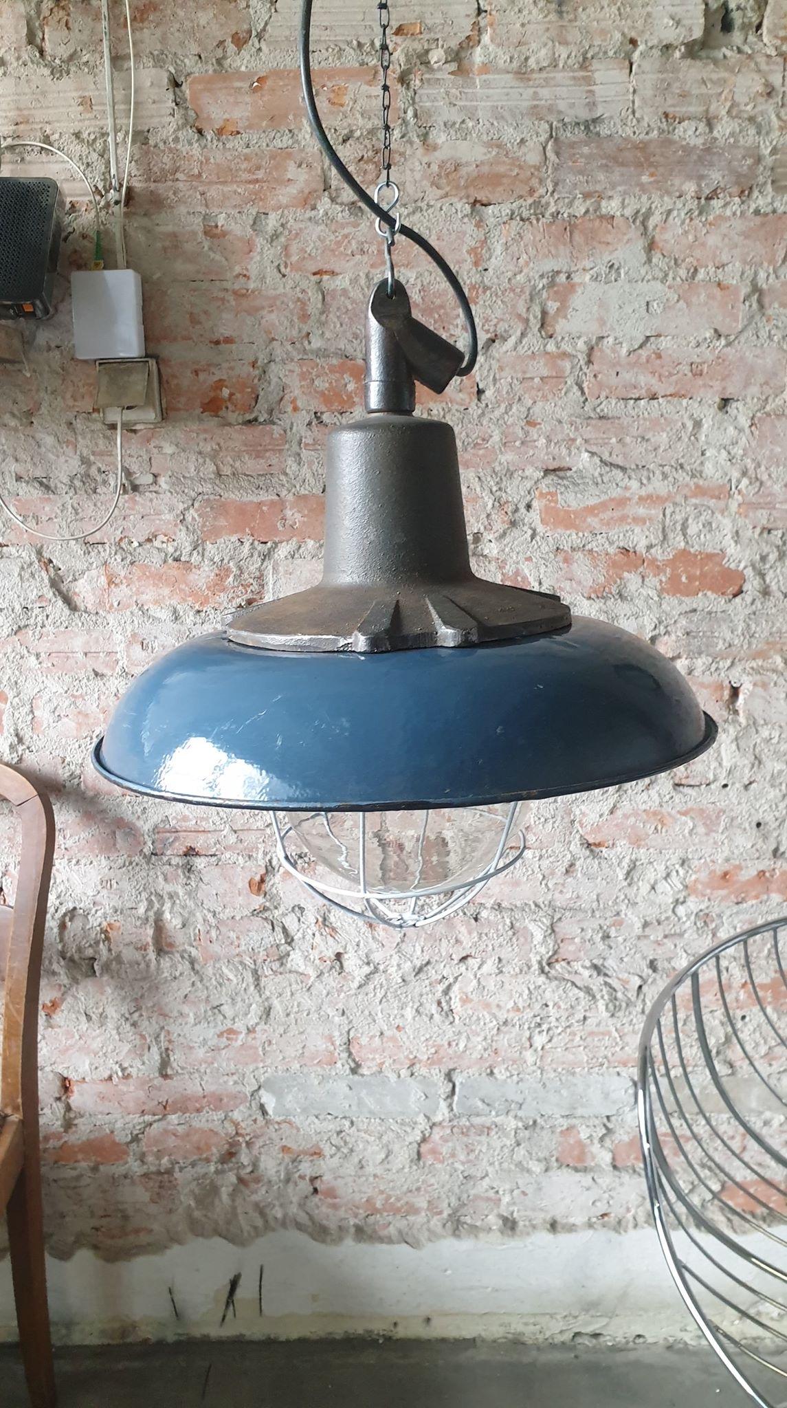 Polish Vintage Industrial Pendant Lamp from Wilkasy A23, 1950s For Sale