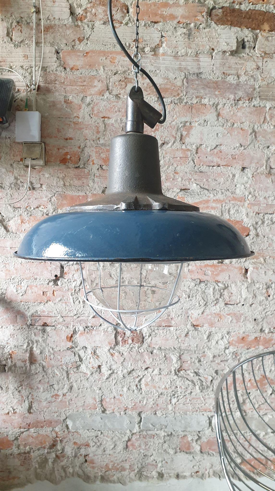 Steel Vintage Industrial Pendant Lamp from Wilkasy A23, 1950s For Sale