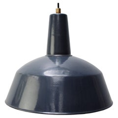 Vintage Industrial Pendant Light, Blue Enamel, Mid-20th Century Design