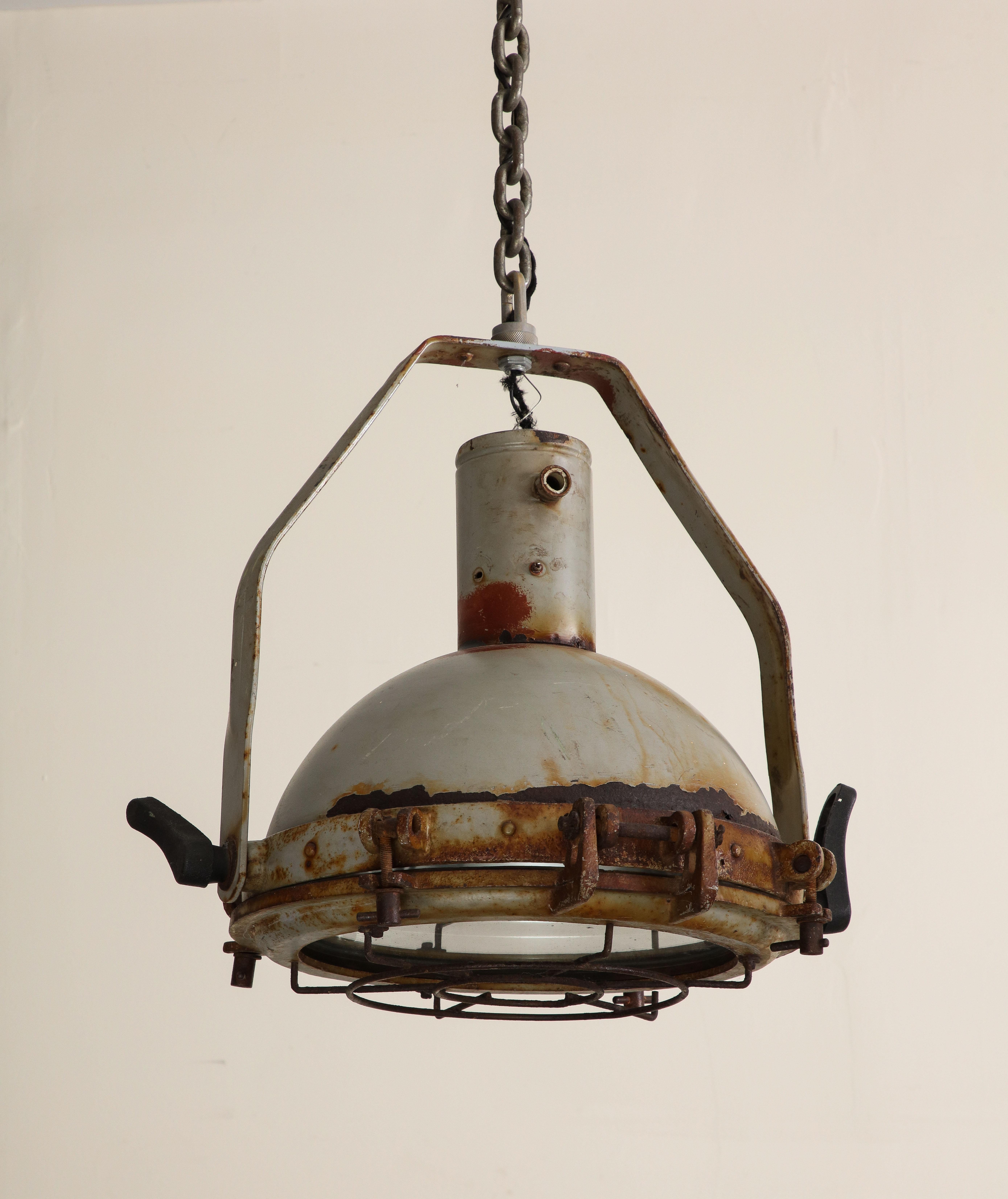 Vintage Industrial Pendant Light, c. 1950 In Fair Condition For Sale In Chicago, IL