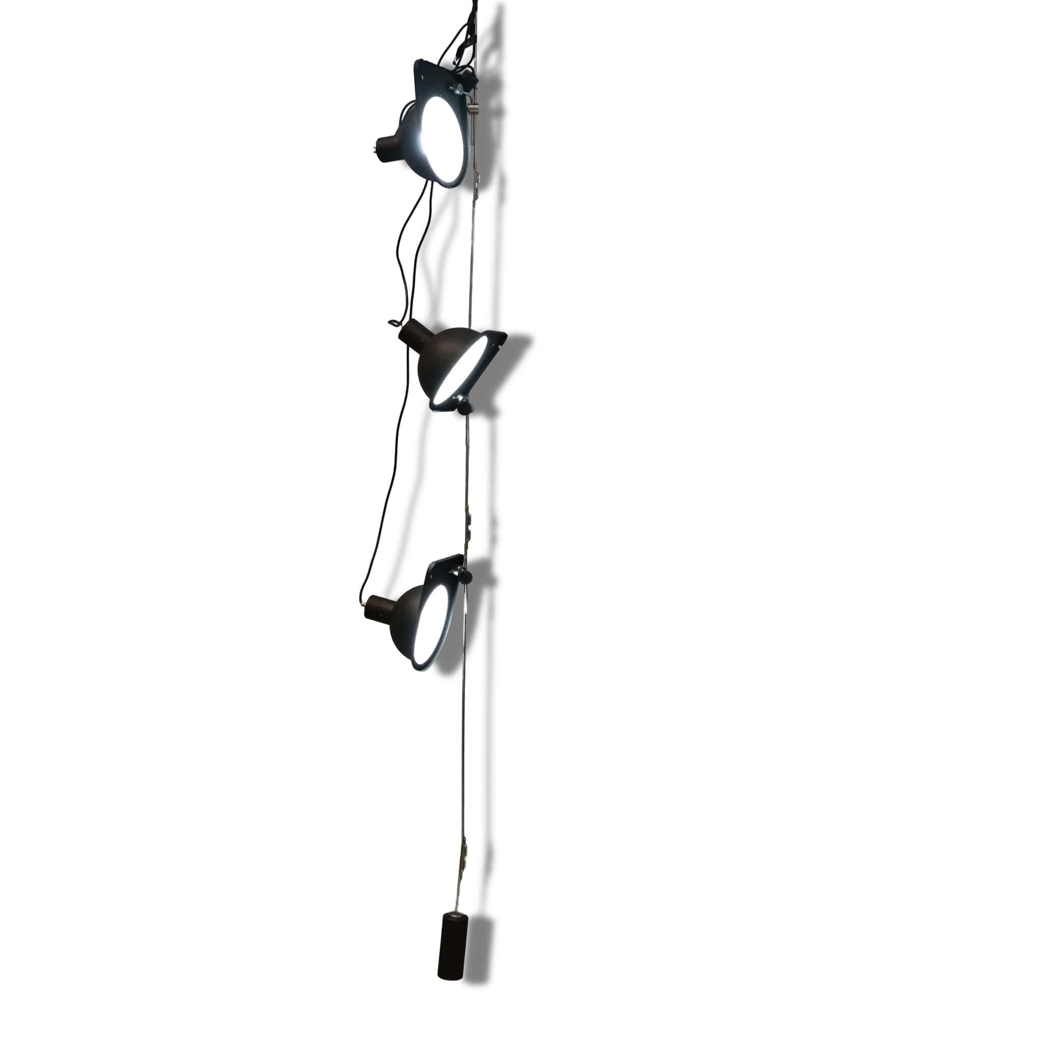 Vintage Industrial pendant light chandelier by Grignani for Luci, Italy, 1970s For Sale 1