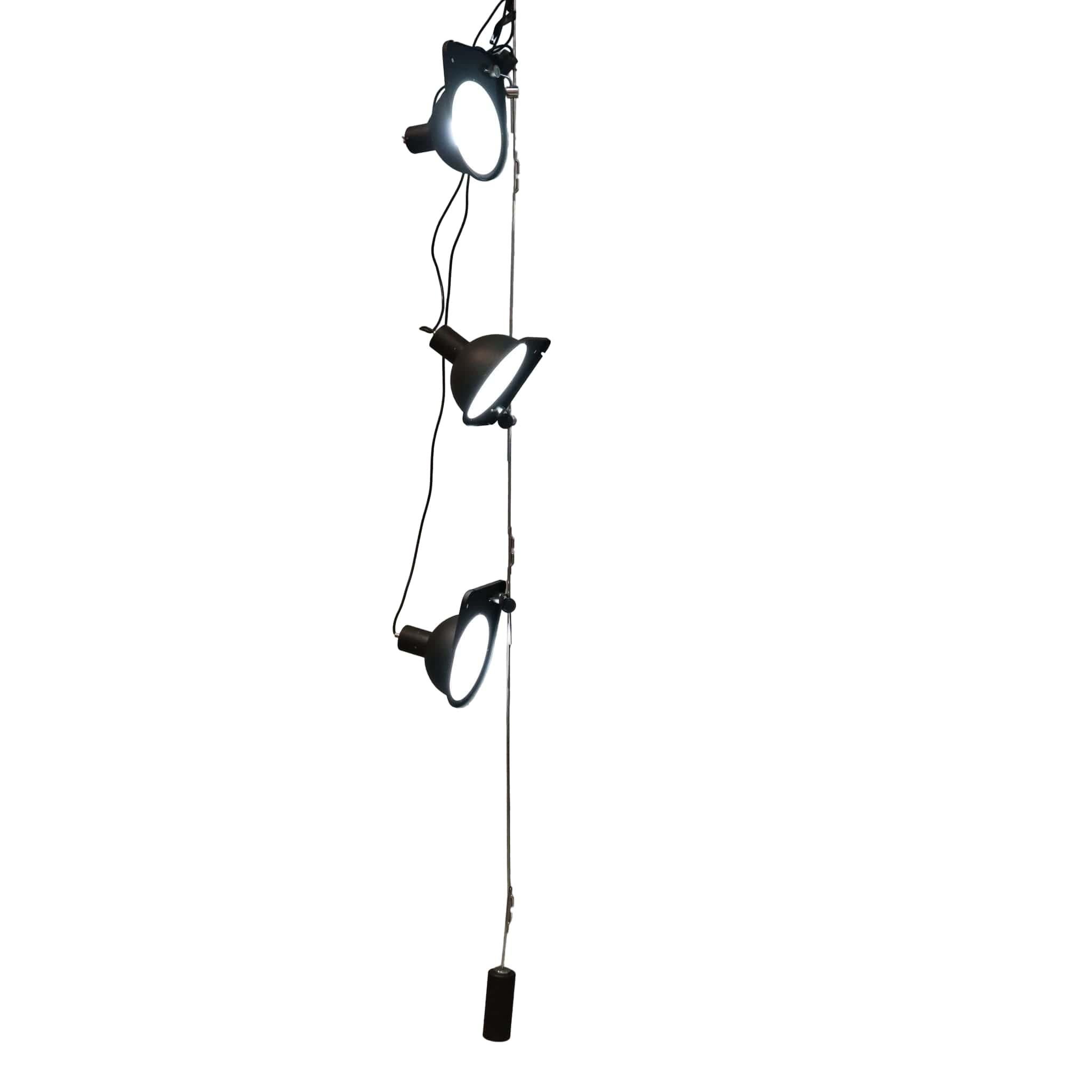 Vintage Industrial pendant light chandelier by Grignani for Luci, Italy, 1970s For Sale 2