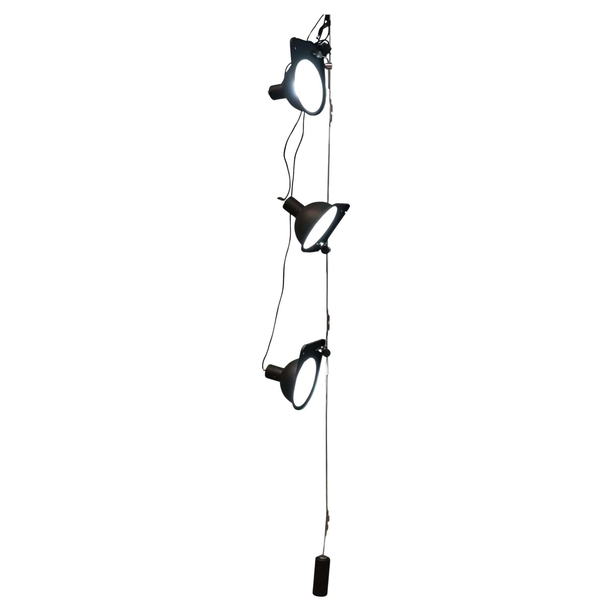 Vintage Industrial pendant light chandelier by Grignani for Luci, Italy, 1970s For Sale