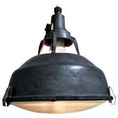 Vintage industrial pendant lights with glass, 1960s