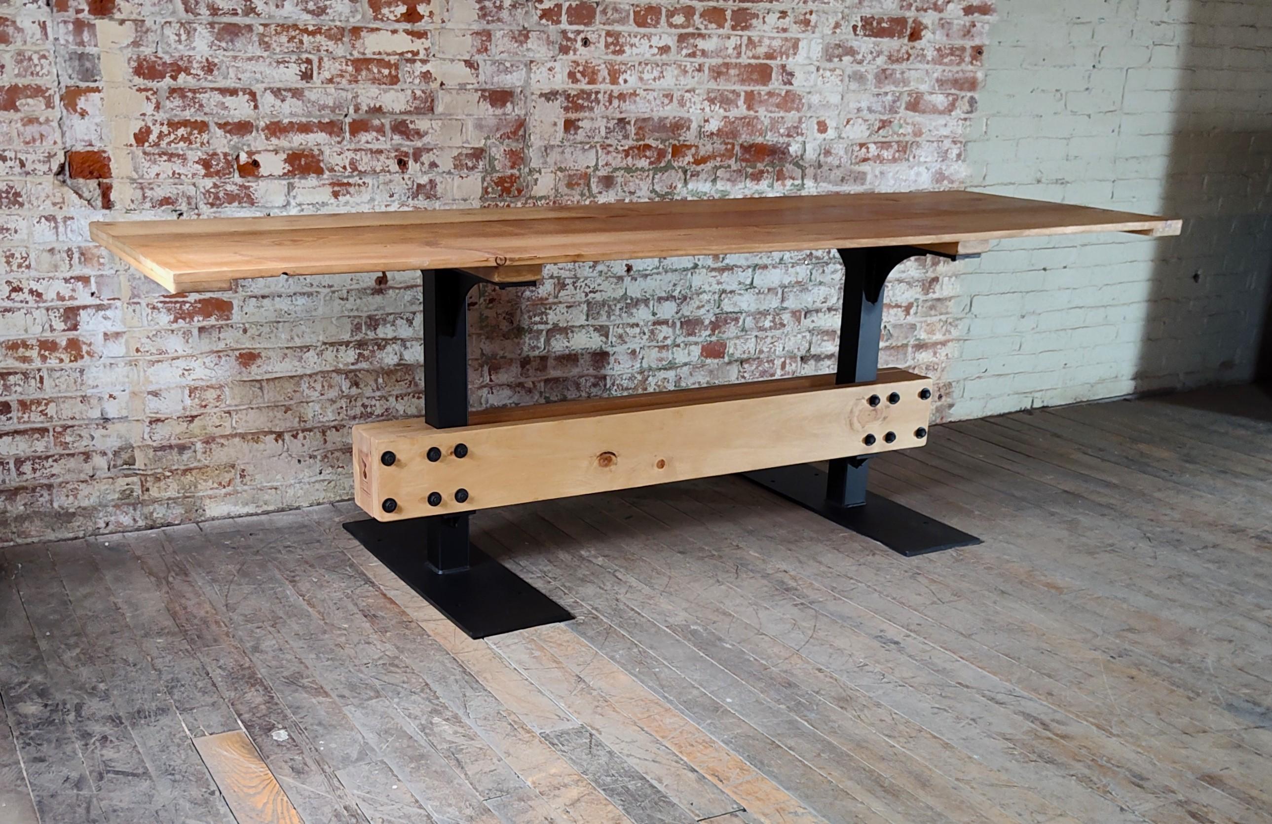 Reclaimed Pine & Steel Double Pedestal Dining / Buffet Table

*Made to order and the size is customizable*

Overall Dimensions: 30