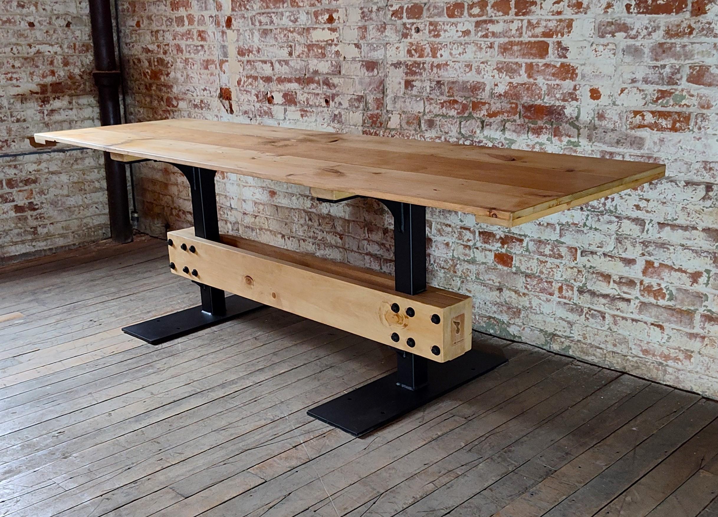 Vintage Industrial Pine Dining Table In New Condition For Sale In Oakville, CT