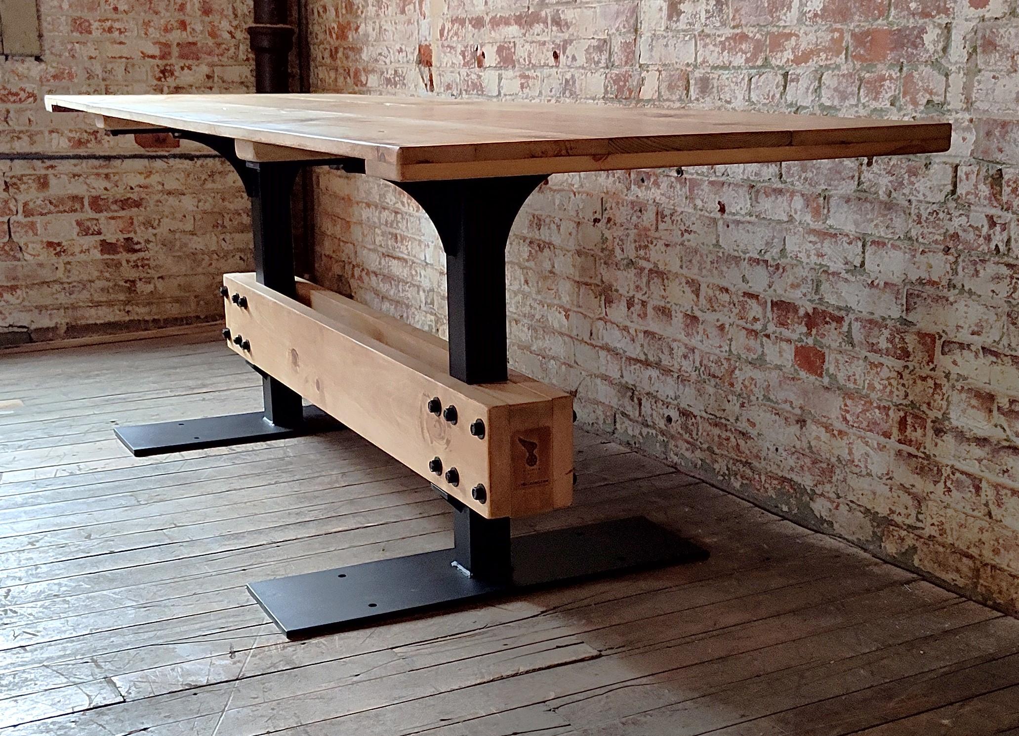 Vintage Industrial Pine Dining Table For Sale 1