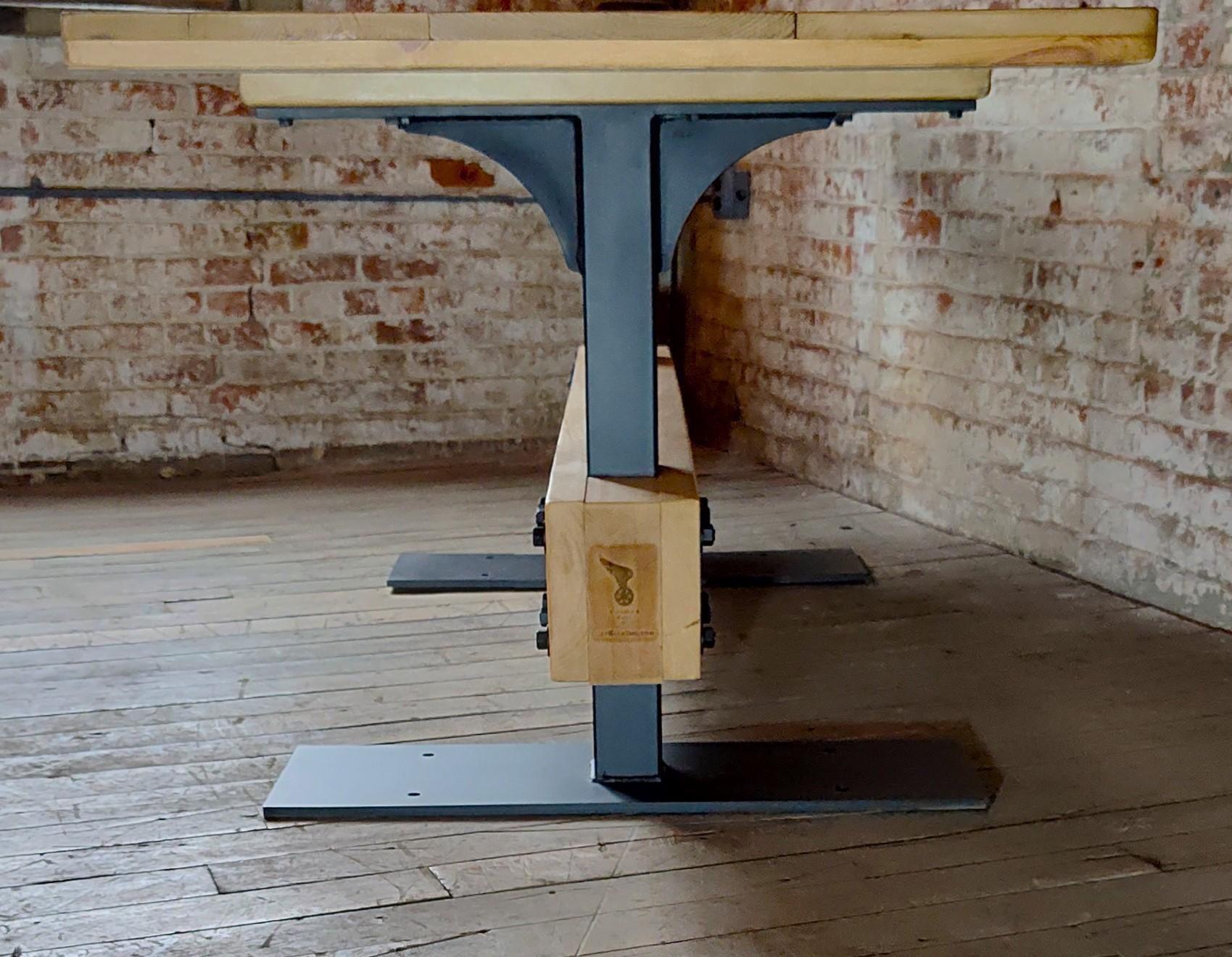 Vintage Industrial Pine Dining Table For Sale 2