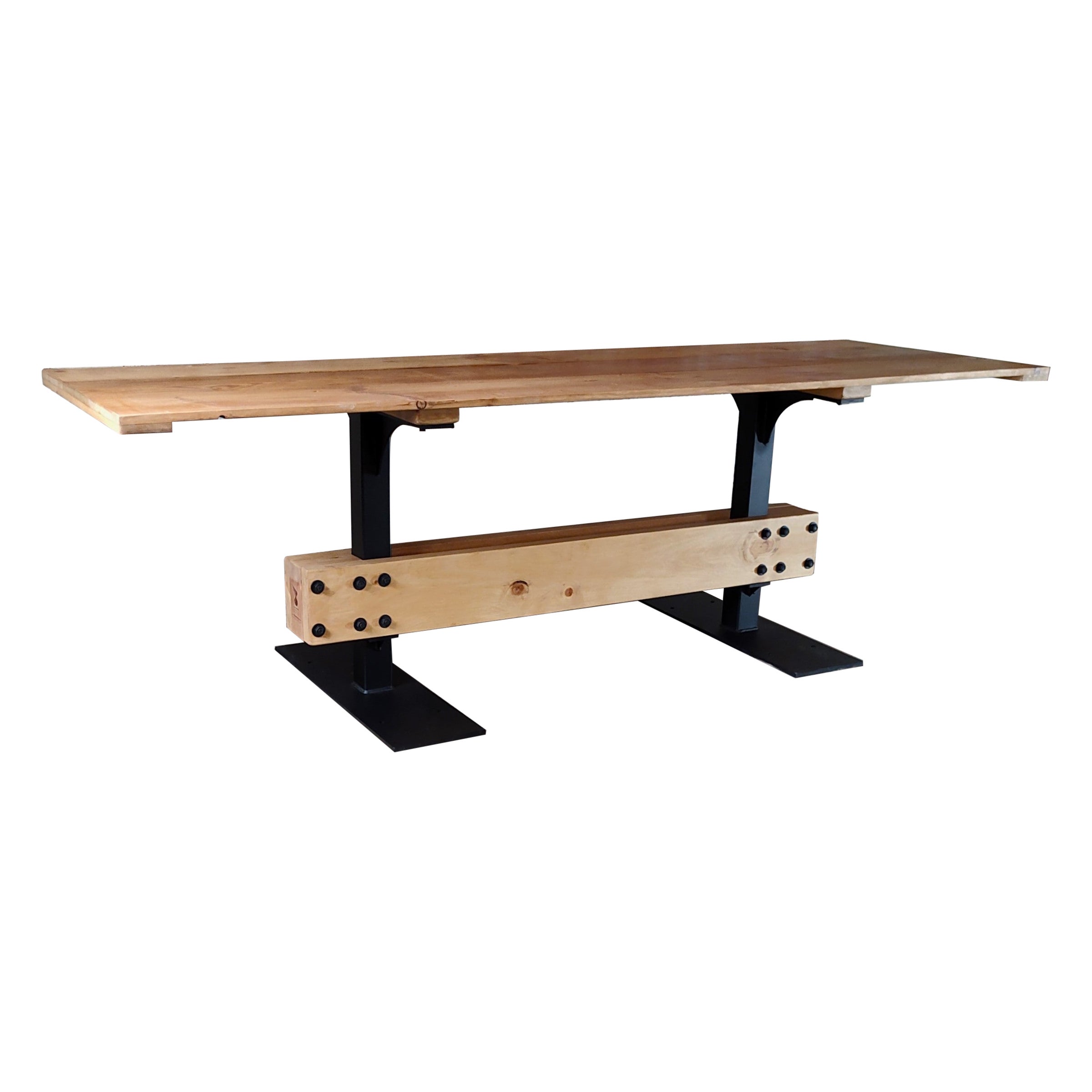 Vintage Industrial Pine Dining Table For Sale