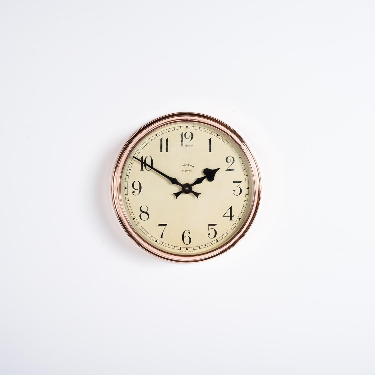 Vintage Industrial Polished Copper Case Wall Clock By Synchronome 6