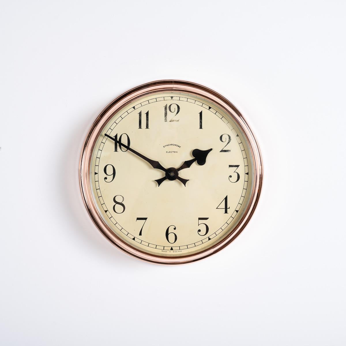 Vintage Industrial Polished Copper Case Wall Clock By Synchronome 7