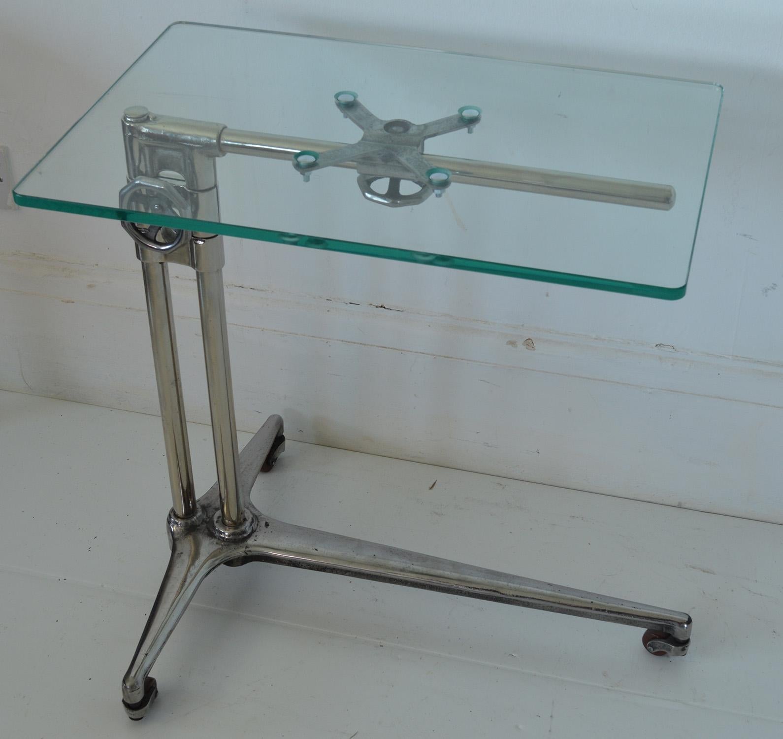 Mid-20th Century  Vintage Industrial Polished Metal Adjustable High to Low Table, English, 1940s