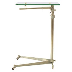 Vintage Industrial Polished Metal Adjustable Side Table, English, 1940s