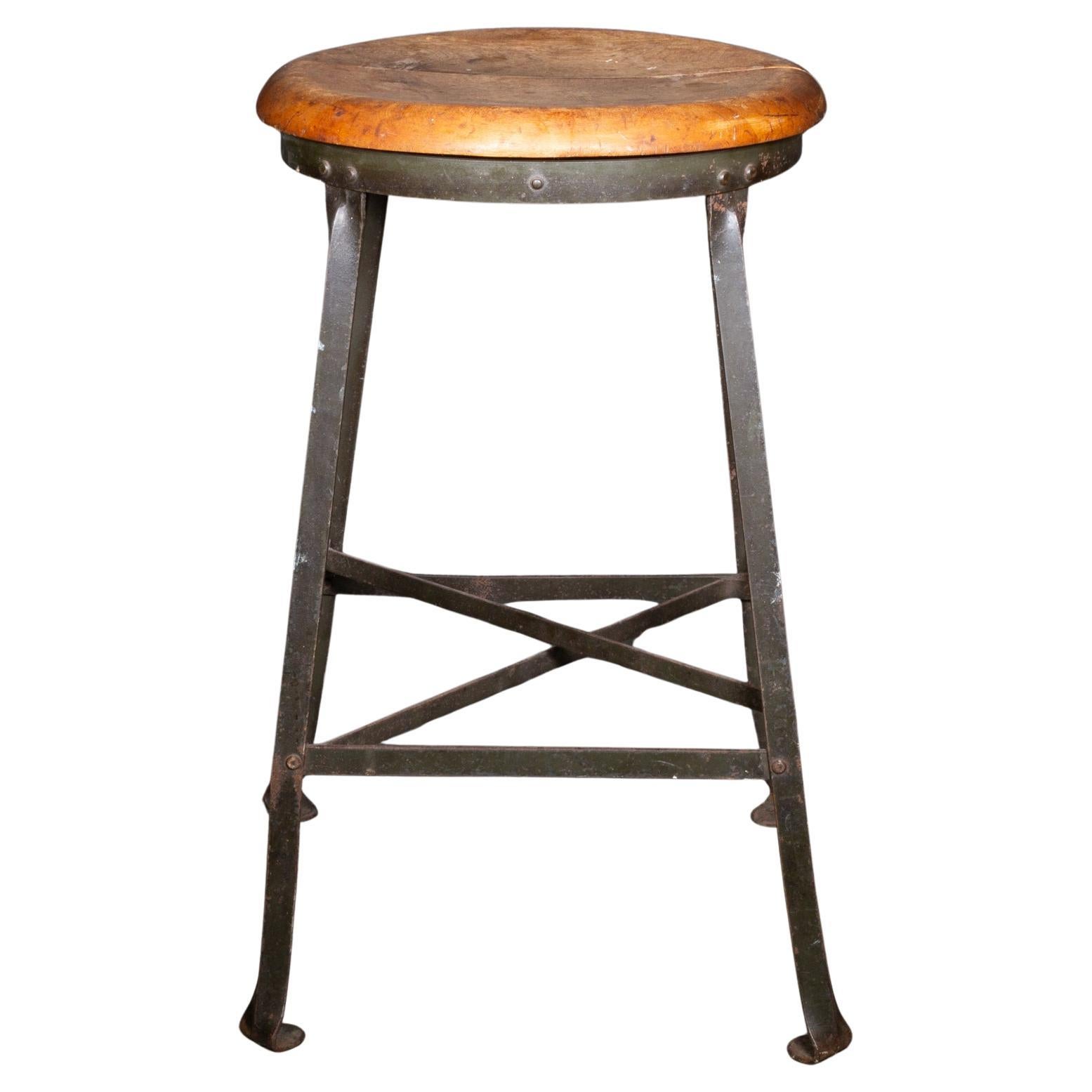 Vintage Industrial Pressed Steel Factory Stool c.1940