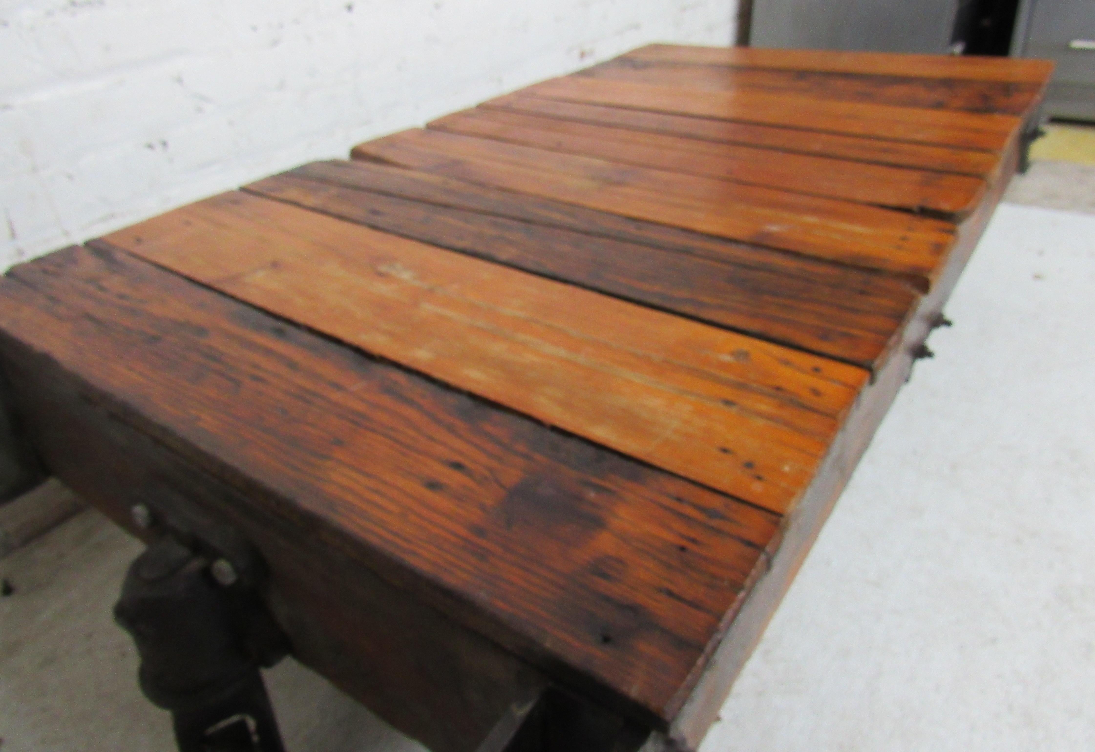 Vintage Industrial Railroad Cart Coffee Table 2