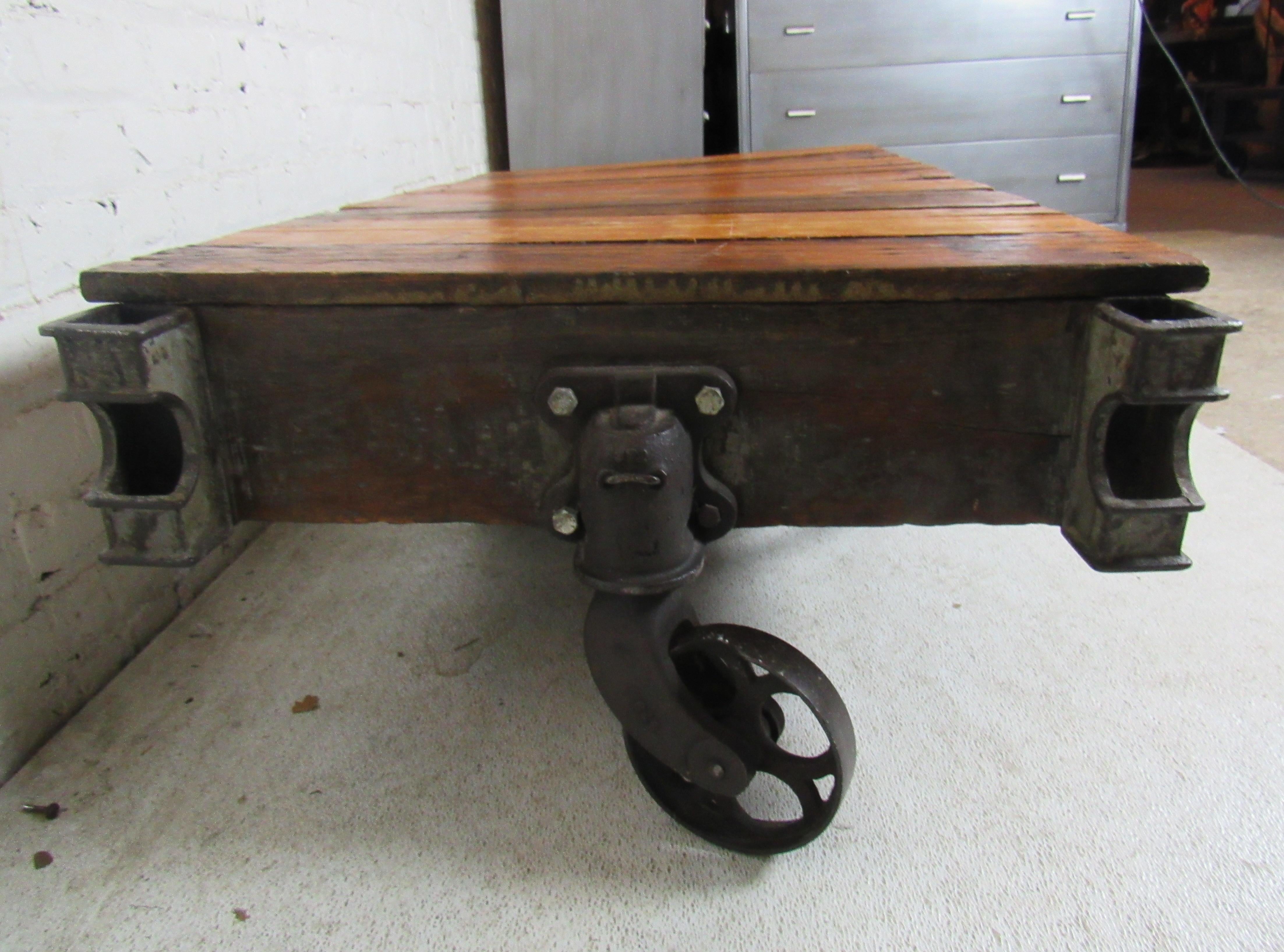 Vintage Industrial Railroad Cart Coffee Table 4