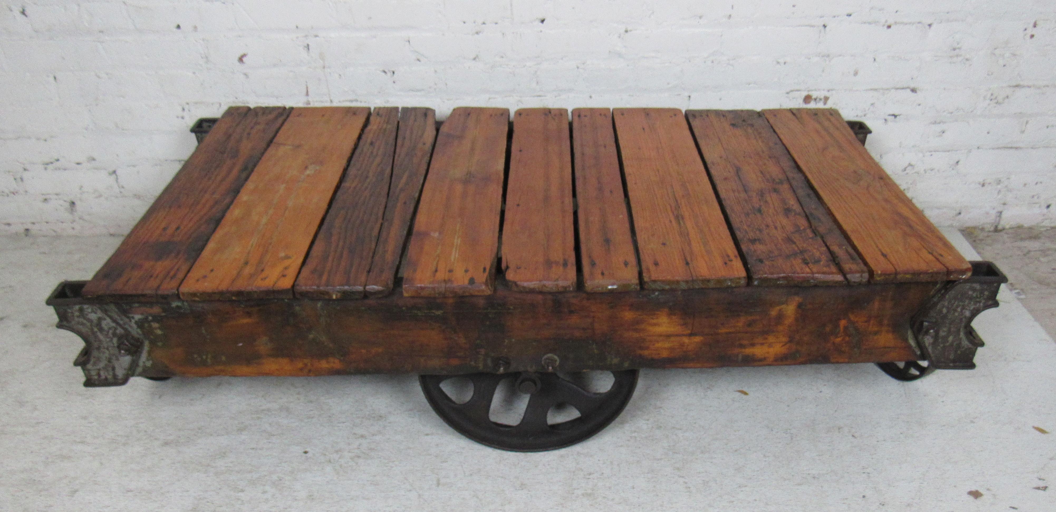 antique railroad cart coffee table