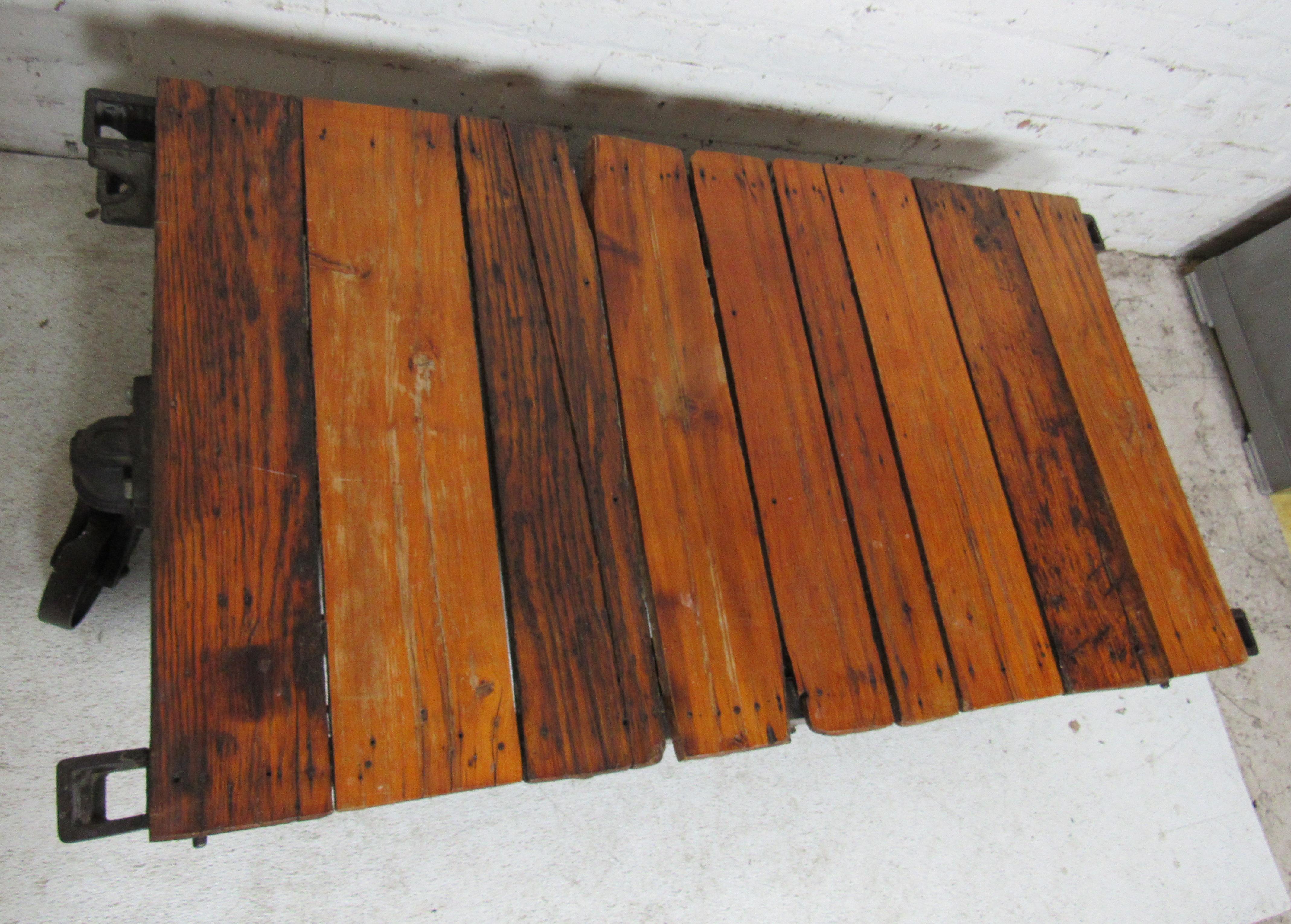 Wood Vintage Industrial Railroad Cart Coffee Table