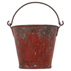 Vintage Industrial Red Hand Painted Fire Bucket. c.1950